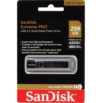 USB flash disk Flash disk SanDisk Extreme Pro 256 GB USB 3.0, USB 3.1 černý