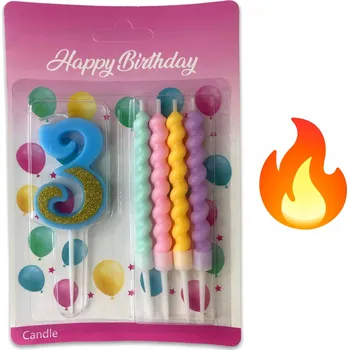 Dortová svíčka Narozeninová svíčka ZLATÁ ČÍSLICE + barevné svíčky pro děti