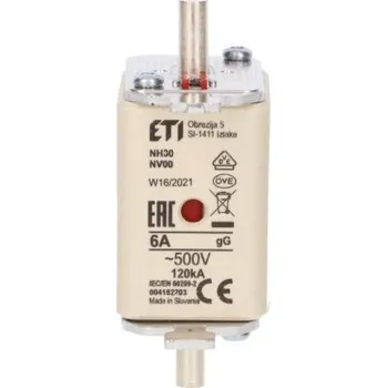 Pojistková vložka KOMBI NH00 gG 6A/500V 004182203 /3 ks/