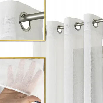 Záclona HOTOVÁ ZÁCLONA ETAMÍN BÍLÝ S KOLEČKY A OLOVĚNÝM ZÁVAŽÍM do OBÝVACÍHO POKOJE 140x230 cm