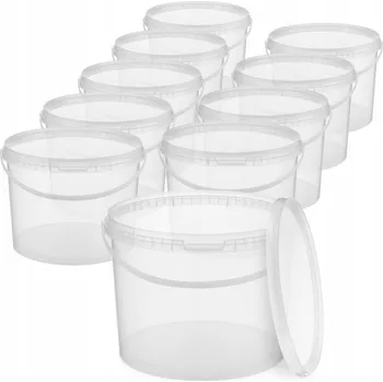 kbelík 10x Plastový kbelík s víkem 10L Průhledný PRO POTRAVINY
