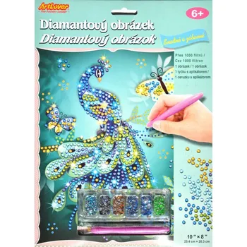 Diamantové malování ARTLOVER Diamantový obrázek Páv 20x25cm
