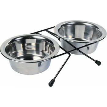 Miska pro psa Sada dvou kovových misek Trixie stříbrné, 450 ml
