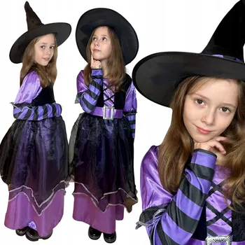 Karnevalový kostým KOSTÝM ČARODĚJNICE, DLOUHÉ ŠATY + KLOBOUK NA KARNEVAL, VELIKOST 110