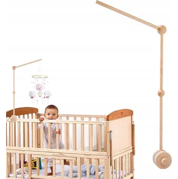 Obraz Pohyblivý dřevěný uchwyt na dětskou postýlku pro kolotoč, přírodní