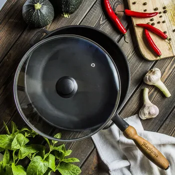 Pánev Litinová pánev s poklicí MAYSTERNYA WOOD 28 cm