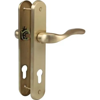 Amig - Sada klik na ocelové desce pro dveře | Mod. LENA | 238 x 40 mm | 85 mm | Matná mosaz | Sada