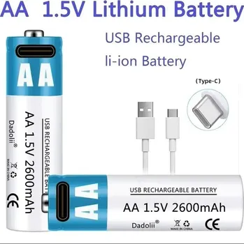 Článková baterie Li-Ion nabíjecí baterie AA 1,5V 2600mAh (USB-C) + USB kabel