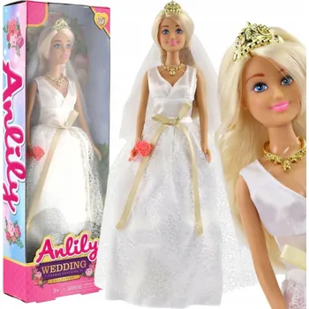 Panenka PANENKA ANLILY VE SVATEBNÍCH ŠATECH SVATEBNÍ SET S ZÁVOJEM V BÍLÝCH ŠATECH