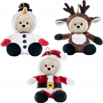 plyšák Plyšová Hračka Plyšoví medvídci s motivem sněhuláka, soba a Santa Clause, 3 ks