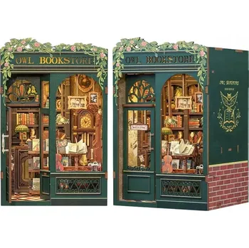 Domeček pro panenku Miniaturní domeček Book Nook Knihkupectví pod sovou CuteBee Model Owl Bookstore