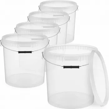 kbelík 5x Plastový kbelík 20L s víkem, transparentní, POTRAVINOVÝ