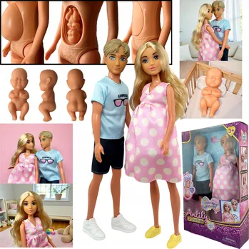 Panenka PANENKA v těhotenství KEN s dítětem RODINKA Příslušenství SET těhotenské břicho