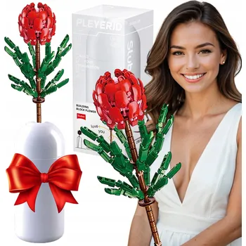 ostatní stavebnice STAVEBNICE KVĚTINY KYTICE RŮŽÍ RŮŽE CREATOR ICONS VE VÁZE 243 DÍLŮ 40CM PIVOŇKA