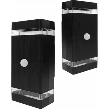 Venkovní osvětlení LED fasádní svítidlo venkovní s PIR čidlem pohybu 2xGU10 IP44 ČERNÉ