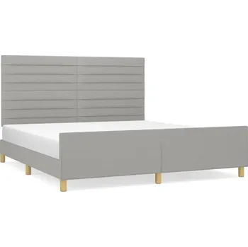 Postel Rám postele s čelem, světle šedá, 203 x 166 x 118/128 cm