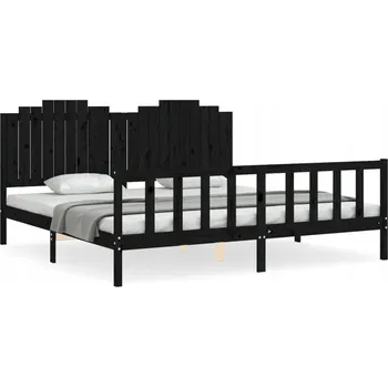 Postel Dřevěná postel z borovice černá 205,5 x 205,5 x 110 cm