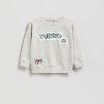 Reserved - Bavlněné tričko s&nbsp;potiskem a&nbsp;dlouhými rukávy - světle šedá - 001HS-09M - 001HS-09M-98