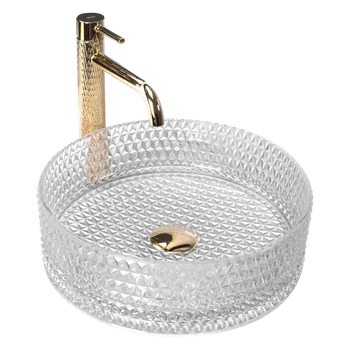 Umyvadlo Rea Cristal Transparent 35 skleněné umyvadlo na desku, REA-U9670