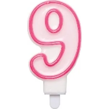 Balónek Číslo svíčka N.9 Růžová 7 cm G51689 Nové
