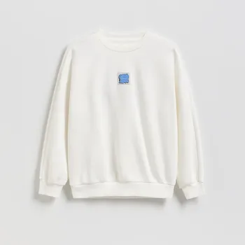 Chlapecká mikina Reserved - Bavlněná oversize mikina - krémová - 574HR-01X - 574HR-01X-134