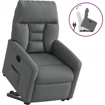 Křeslo Polohovací křeslo s funkcí vstávání, tmavě šedé, látkové