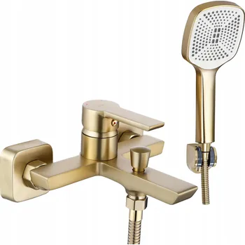 Vodovodní baterie Vanová Baterie s Ruční Sprchou Rea Argus Zlatá Kartáčovaná