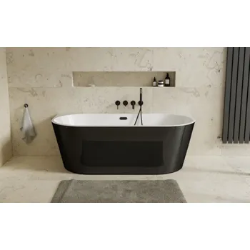 Vana Besco Vica New B&W volně stojící vana se štěrbinovým přepadem, lesk Délka vany: 170cm, 24446_170