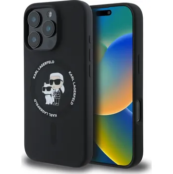 Pouzdro na mobilní telefon Zadní kryt Karl Lagerfeld Liquid Silicone Karl and Choupette MagSafe pro iPhone 16 Pro Max Black
