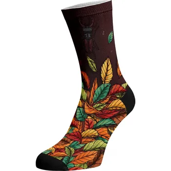 Pánské ponožky Walkee barevné ponožky - Autumn Leafs Barva: Hnědá, Velikost: 42-47