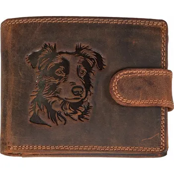 Peněženka WILD pánská peněženka s přezkou - Border Kolie - hnědá ART-895