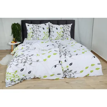 Povlečení HW LOGISTIC s.r.o. BASIC Bavlněné povlečení BASIC prodloužené RAMANA limetkové 140 x 220, 70 x 90 cm zip