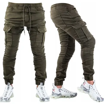 Pánské kalhoty VEL.30 Pánské kalhoty JOGGERY kapsáče khaki BARELL