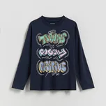 Reserved - Tričko s dlouhými rukávy a potiskem - tmavomodrá - 057II-59X - 057II-59X-164