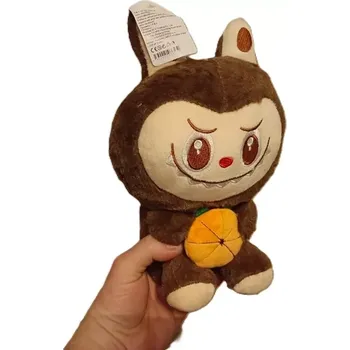 plyšák Plyšová hračka Labubu sedící s mandarinkou - hnědá