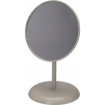 Zrcadlo KOSMETICKÉ ZRCADLO SKLENĚNÉ SE ŽELEZNOU ZÁKLADNOU 7,5X19X25CM BÉŽOVÉ