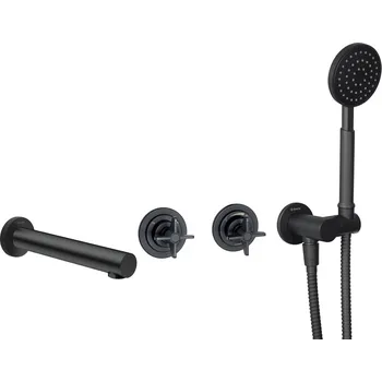 Vodovodní baterie Deante Temisto podomítkový vanový set, černá, NAC_N9TQ