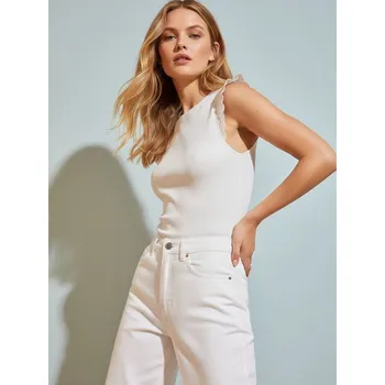 Sinsay - Tričko s krátkým rukávem - krémová - 4087Z-01X - 4087Z-01X-XS