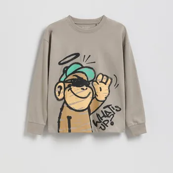 Chlapecké tričko Reserved - Tričko s dlouhými rukávy a potiskem - béžová - 697IG-08X - 697IG-08X-164