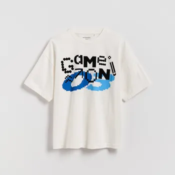 Dětská móda Reserved - Bavlněné tričko - krémová - 870HR-01X - 870HR-01X-128