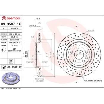 Brzdový kotouč Brzdový kotouč BREMBO 09.9587.1X