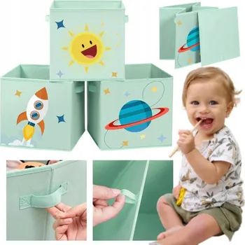 Úložný box SONGMICS Úložné boxy na hračky 3 ks 30x30x30 cm zelené