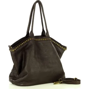 Kabelka GENUINE LEATHER Kožená kabelka přes rameno Mazzini M95 tmavě hnědá