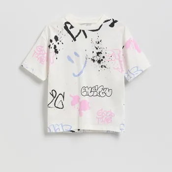 Dětská móda Reserved - Tričko s potiskem - krémová - 920HR-01X - 920HR-01X-U12