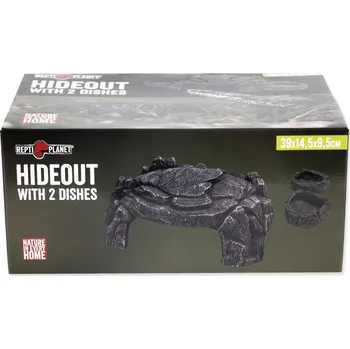 Terárium Repti planet Úkryt Jeskyně s dvěma miskami 39x14,5x9,5cm