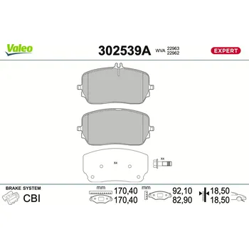 Brzdová destička Sada brzdových destiček, kotoučová brzda VALEO 302539A