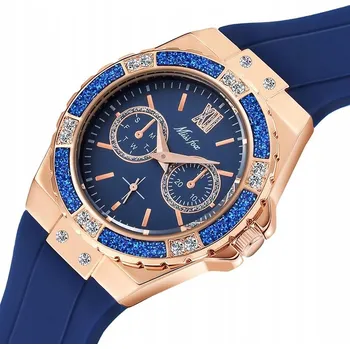 Hodinky Křemíkové hodinky Miss Fox Blue, Stopky, Vodotěsné, 36 mm, 1 Ks