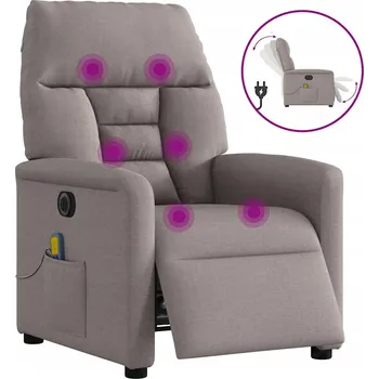Křeslo Rozkládací masážní křeslo, elektrické, barva taupe (šedohnědá), látkové