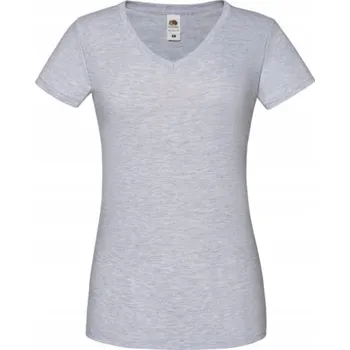 Dámské tričko Dámské ikonické Tričko Fruit of The Loom s výstřihem do V, velikost XL, vřesově šedé