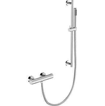 Sprchový set Besco Veo sprchový set s termostatickou baterií a posuvnou ruční sprchou, chrom, BP-VNTII-CH